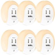 6 luces nocturnas con cargador doble USB 2.1A max. - sensor crepuscular