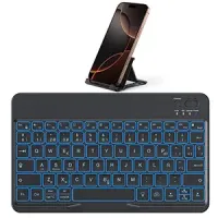 Teclado bluetooth retroiluminado con Ñ + soporte para móvil / tablet