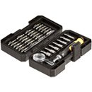 Set de 24 puntas de precisión, 7 vasos y destornillador de trinquete