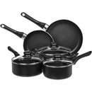 Batería de cocina AmazonBasics antiadherente: olla 2.8L + 2 cazos con tapas + 2 sartenes
