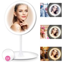 espejo con aro led maquillaje 5 aumentos