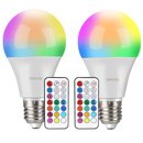 PACK 2 bombillas LED 10W RGB con mando a distancia y temporizador