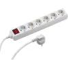 Regleta con 6 tomas schuko, interruptor iluminado y 1.4m de cable