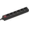 Regleta con 6 tomas schuko, interruptor iluminado y 1.4m de cable