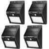 Pack 4 lámparas led con carga solar y sensor de movimiento 