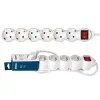 Regleta Simon con 6 tomas schuko, interruptor iluminado y 1.5m de cable